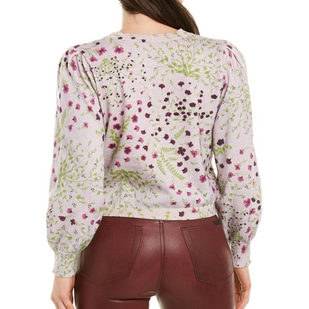 Joie Verna Sweater Heather Grey Floral Cashmere XS - Picture 2 of 6